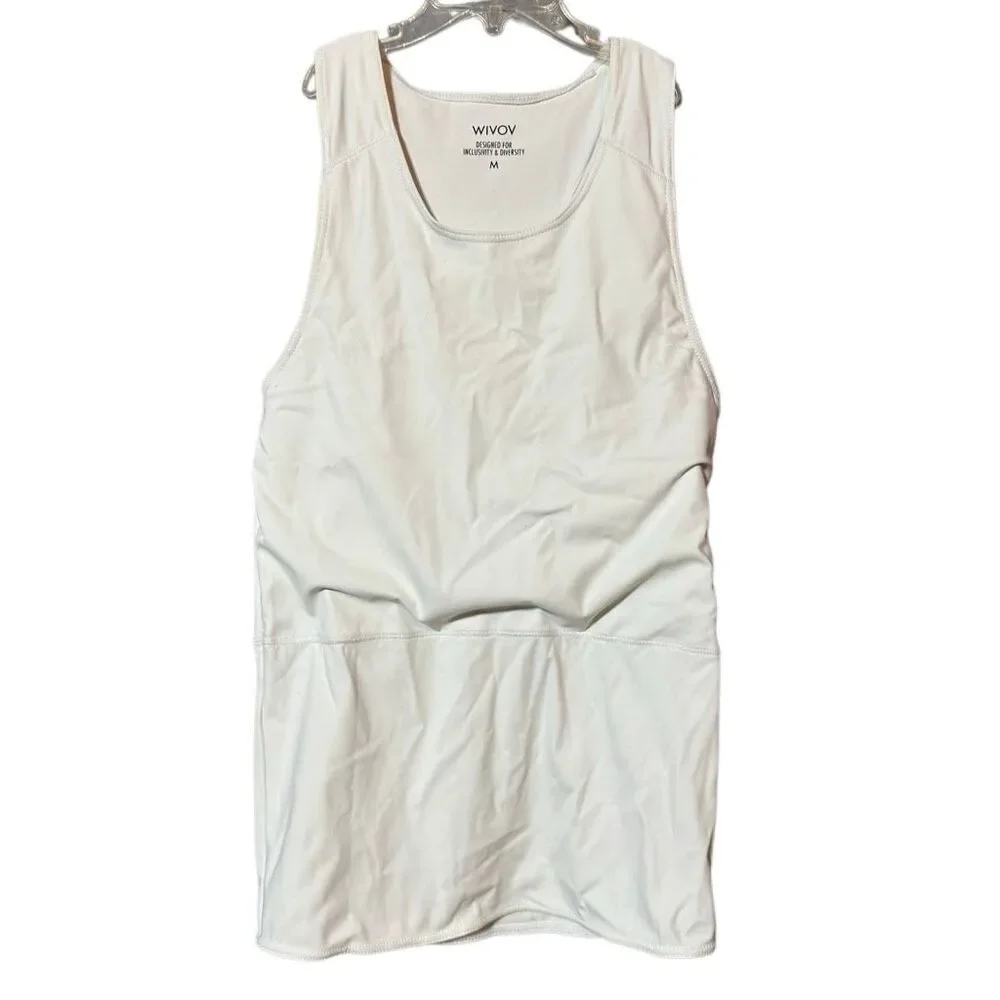 WIVOV CORE Chest Binder Full Length Tank Shirts CB09 - Racerback White Medium